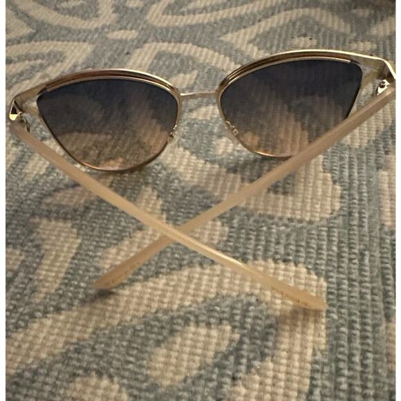 TAHARI Women’s Nude Enamel Gold Accent Cat Eye-rimmed Sunglasses TH895-GLDND - Picture 10 of 16